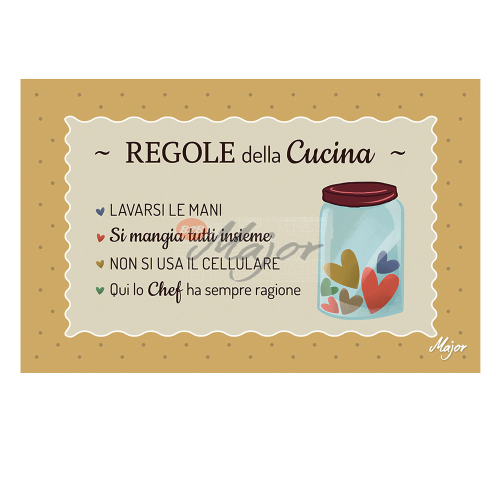 Targa Regole Della Cucina